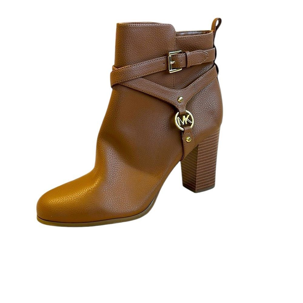 MICHAEL Michael Kors Brown Faux Pebbled Leather Buckle Accent Ankle Boots 9.5